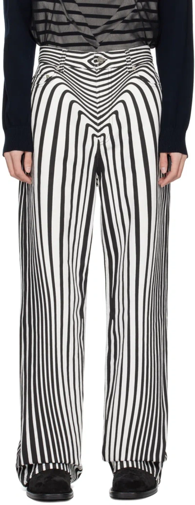 Jean Paul Gaultier Black & White 'the Body Morphing' Jeans In 0100-white/black
