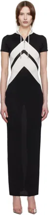 Jean Paul Gaultier Women The Long Black Dress With Chevrons In 0001 Black/white