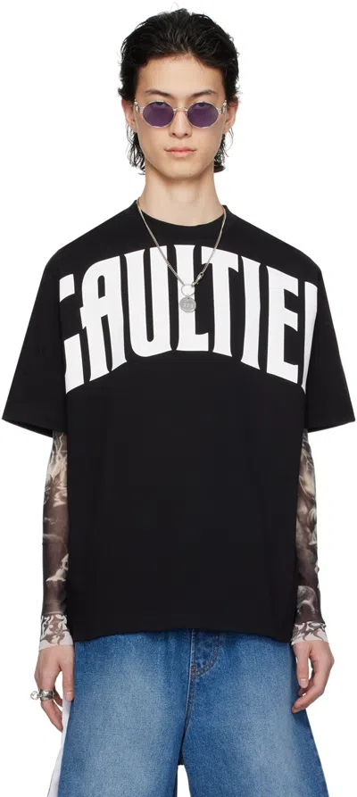 Jean Paul Gaultier Black 'the Large Gaultier' T-shirt In 0001-black/white
