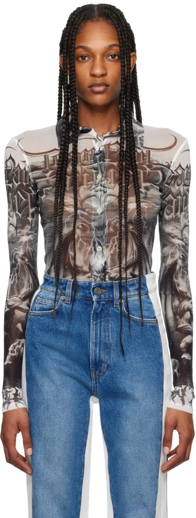 Jean Paul Gaultier Black & White 'the Diablo' Shirt In 0100 White/black