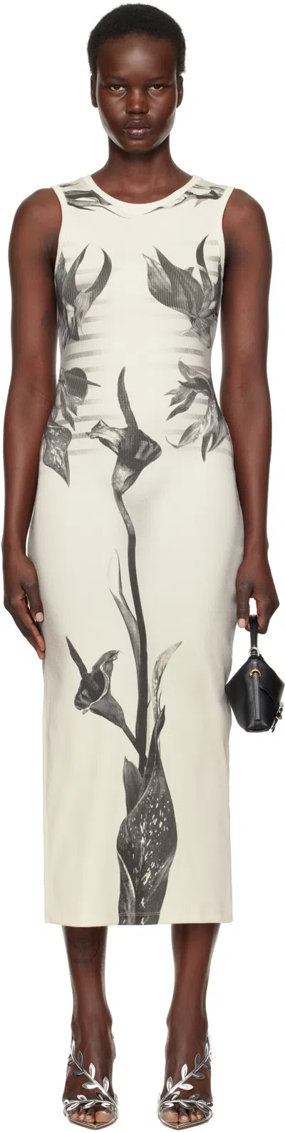 JEAN PAUL GAULTIER BLACK & WHITE 'THE FLOWER BODY MORPHING MARINIÈRE' MAXI DRESS