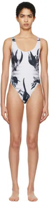 Jean Paul Gaultier Flower Body Morphing Mariniere One Piece In 010200 White/grey/bl