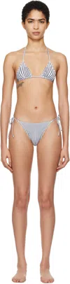 Jean Paul Gaultier Black & White 'the Pinstripe Body Morphing' Bikini In 0100 White/black