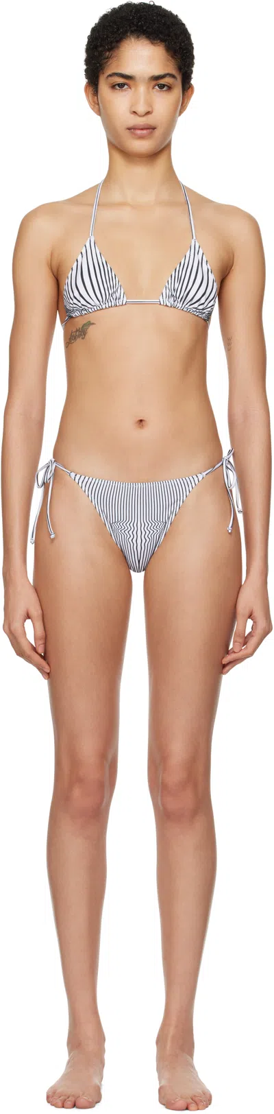 Jean Paul Gaultier Black & White 'the Pinstripe Body Morphing' Bikini In 0100 White/black