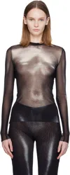 Jean Paul Gaultier Black & White 'the Silver Body Dust' Top In Black