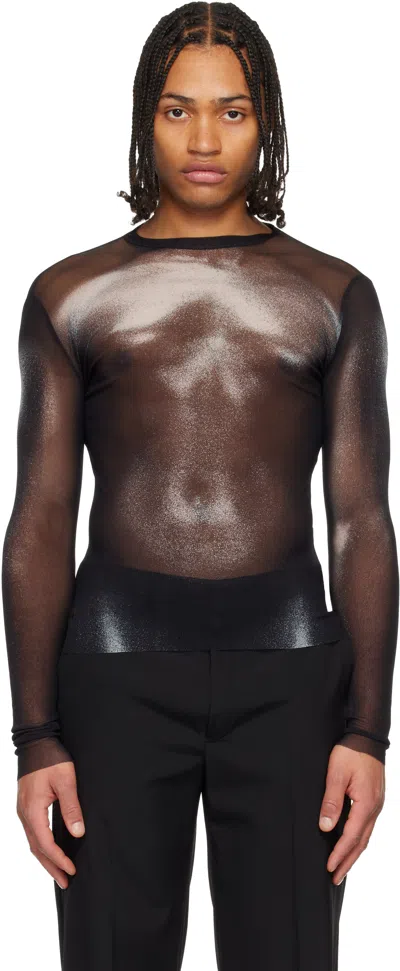 Jean Paul Gaultier Black & White 'the Silver Body Dust' Top In Brown