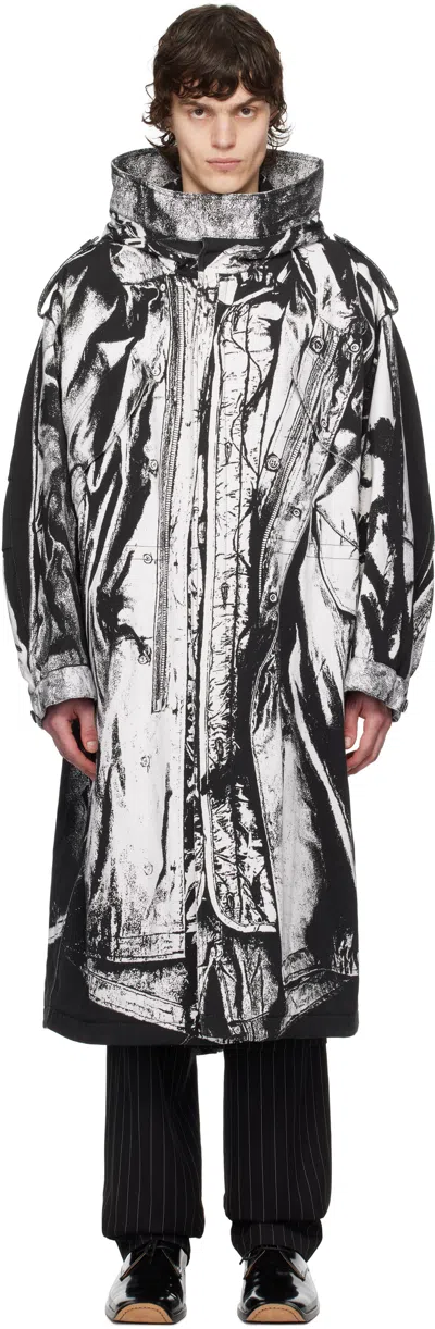 Jean Paul Gaultier Black & White 'the Trompe-l'œil' Coat In 0001-black/white