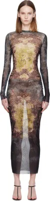 Jean Paul Gaultier Black & Yellow 'the Long Médaillon' Maxi Dress In Multi