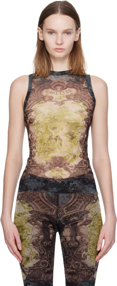 Jean Paul Gaultier Black & Yellow 'the Médaillon' Tank Top