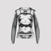 Jean Paul Gaultier Body Lace Mariniere Top In Multi