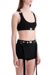 JEAN PAUL GAULTIER BLACK COTTON CROP TANK TOP WITH CLIP FOR OVERALLS