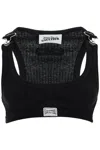 Jean Paul Gaultier Black Cotton Crop Tank Top With Clip For Overalls In Black
