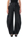 Jean Paul Gaultier High Rise Wide Leg Trousers With Belt Loops In Black