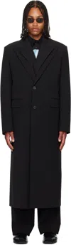 Jean Paul Gaultier Double Layer Coat With Structured Silhouette In Black