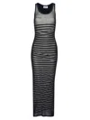 Jean Paul Gaultier Ribbed Mariner Double Layer Long Dress In Black