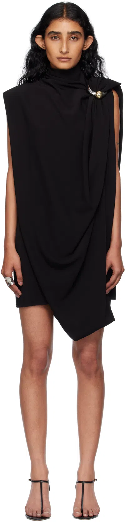 Jean Paul Gaultier Black Draped Jersey Minidress
