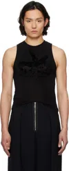 Jean Paul Gaultier Black Flock Tattoo Tank Top In 00-black