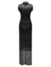 Jean Paul Gaultier Black Flocked Dress In Black
