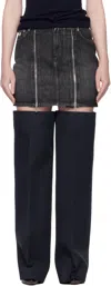 Jean Paul Gaultier Black Front Zipped Denim Miniskirt