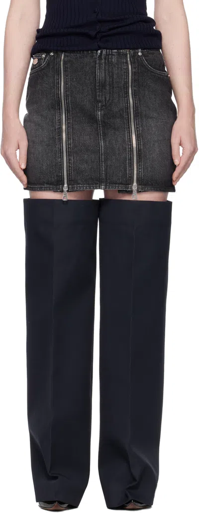 Jean Paul Gaultier Black Front Zipped Denim Miniskirt