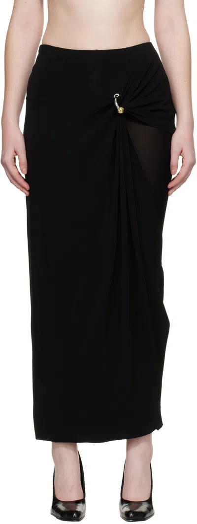Jean Paul Gaultier Ring-detail Side-split Midi Skirt In Black