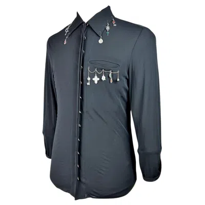 Pre-owned Jean Paul Gaultier Black Jersey Shirt With Charms By Jean-paul Gaultier Homme - France Circa 1995