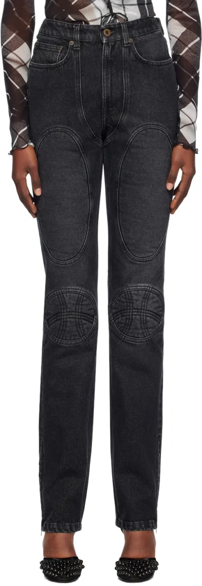 JEAN PAUL GAULTIER BLACK LACE-UP JEANS