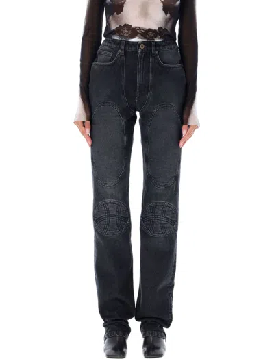 JEAN PAUL GAULTIER BLACK LACE-UP JEANS