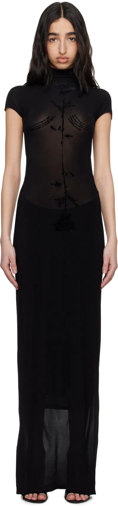 Jean Paul Gaultier Black Light Viscose Jersey Sleeveless Maxi Dress