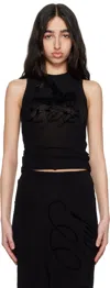 Jean Paul Gaultier Womens Black Semi-sheer Tattoo-print Woven Tank Top In 00-black