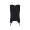 Jean Paul Gaultier Ribbed Cotton Lingerie Garter Top With Belt Loop Detail In Black