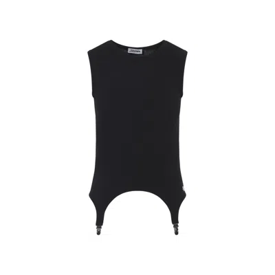 Jean Paul Gaultier Black Lingerie Garter Cotton Top
