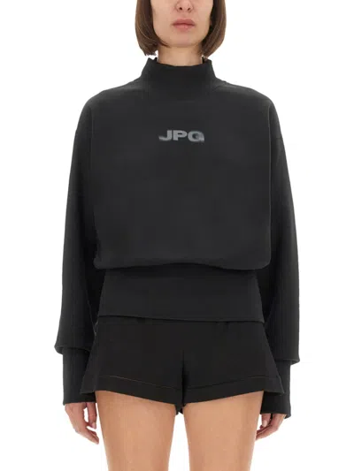 Jean Paul Gaultier Black Logo Mock Collar Sweatshirt