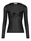 Jean Paul Gaultier Fitted Long-sleeve Sheer Mesh Top In Black