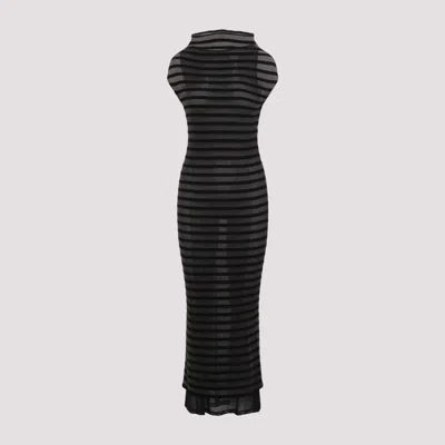 JEAN PAUL GAULTIER BLACK MARINIERE STRIPES LONG DRESS