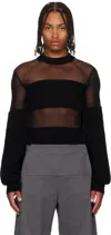 Jean Paul Gaultier Black Mesh Cut Out Details Top In Black