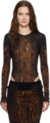 Jean Paul Gaultier Abstract Pattern Crew Neck Long Sleeve Bodysuit