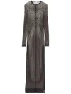 Jean Paul Gaultier Printed Spiraral Long Dress Woman Black In Black
