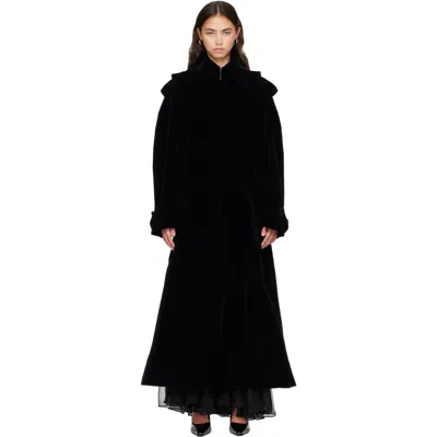Jean Paul Gaultier Hooded Trench Coat With A Lapel Collar In Black