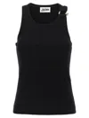 Jean Paul Gaultier Tank Top With Gold-tone Hardware And Ribbed Texture In Black