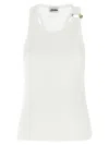 Jean Paul Gaultier Ribbed Texture Scoop Neck Sleeveless Top In White
