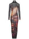 Jean Paul Gaultier Mesh Dress With High Neck And Long Sleeves In Black