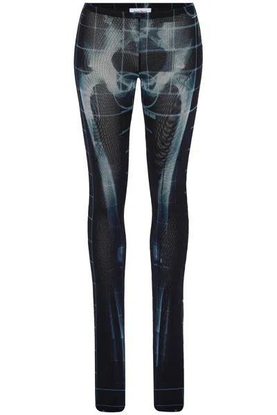 JEAN PAUL GAULTIER BLACK POLYAMIDE PANTS WITH SKELETON PRINT