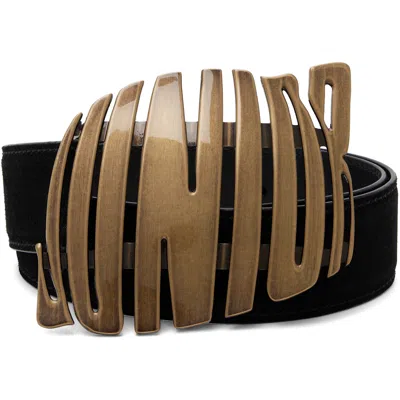 Jean Paul Gaultier Black Regular Suede Junior Buckle Belt In Brown