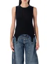 Jean Paul Gaultier Ribbed Cotton Lingerie Garter Top With Belt Loop Detail In Black