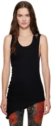 Jean Paul Gaultier Black Ribbed Twisted Double Layer Piercing Tank Top