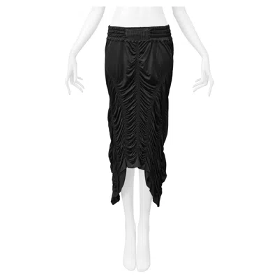 Pre-owned Jean Paul Gaultier Black Satin Jersey Ruched Parachute Skirt