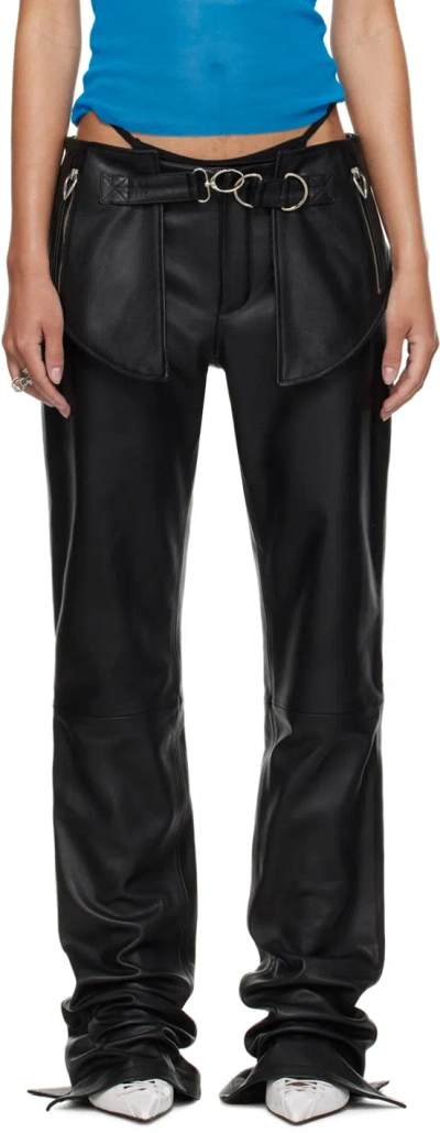 Jean Paul Gaultier Black Shayne Oliver Edition Leather Pants In 00 Black