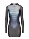 Jean Paul Gaultier Le Mâle Printed Mesh Mini Dress In Black
