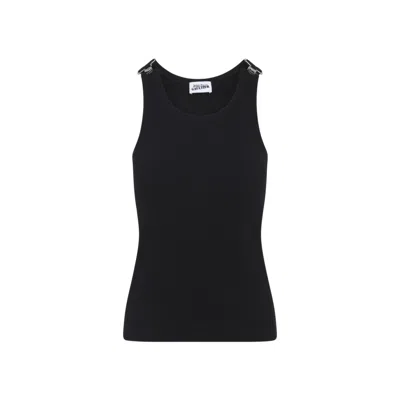 Jean Paul Gaultier Ribbed Tank Top With Overall Buckles Black